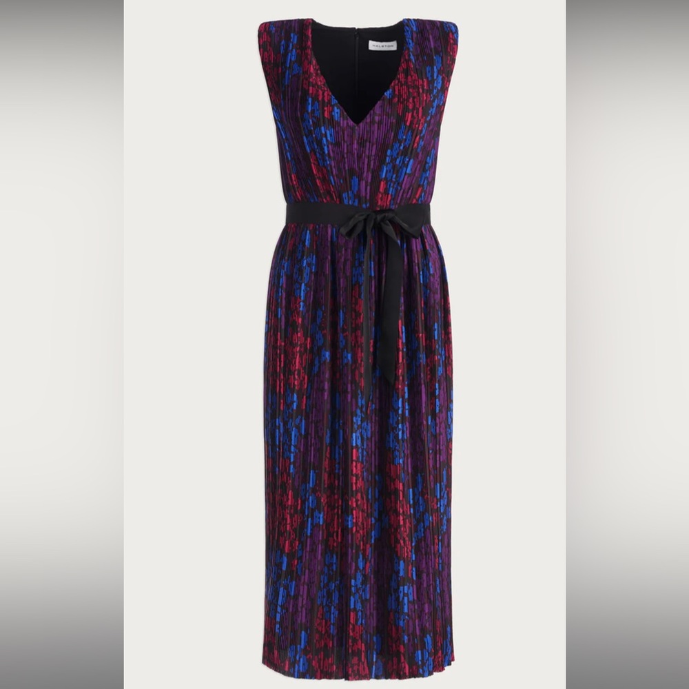New Halston Heritage Red and Blue Patterned Dress size 12 - Picture 9 of 14